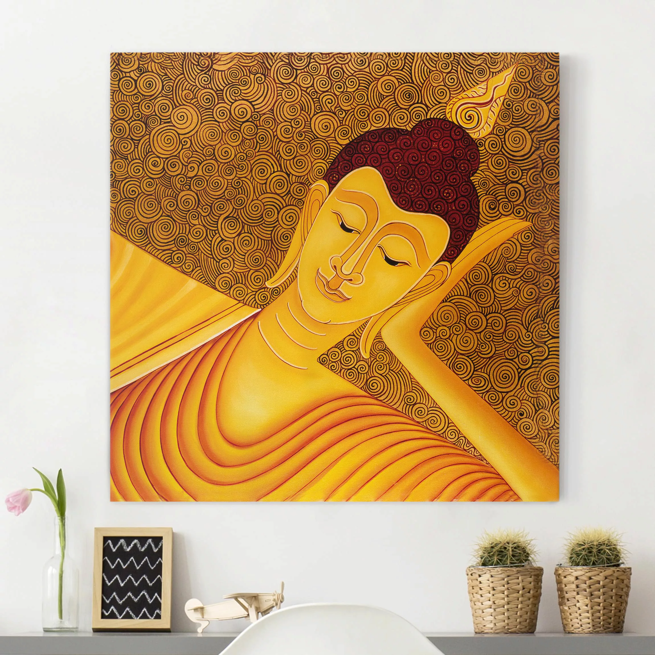 Leinwandbild Portrait - Quadrat Shanghai Buddha günstig online kaufen