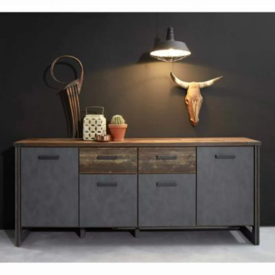 Lomadox Sideboard 207 cm modern PROVO-19 in Old Wood Nb. mit Matera anthraz günstig online kaufen