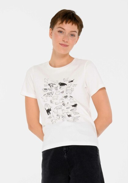Damen Print T-shirt Cats Aus Biobaumwolle günstig online kaufen