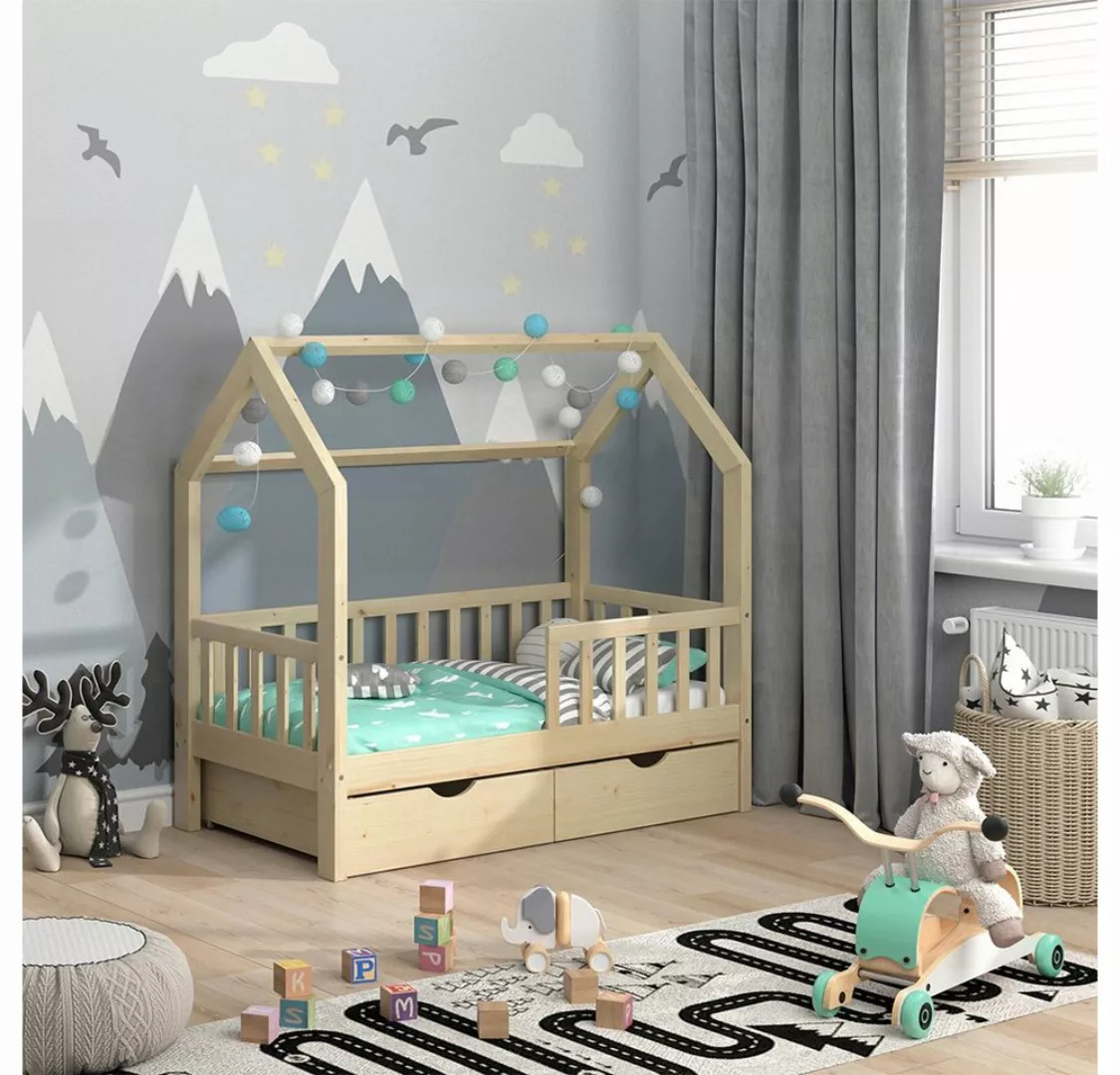 VitaliSpa® Hausbett Kinderbett Spielbett Wiki 70x140 Lattenrost 2 Schublade günstig online kaufen
