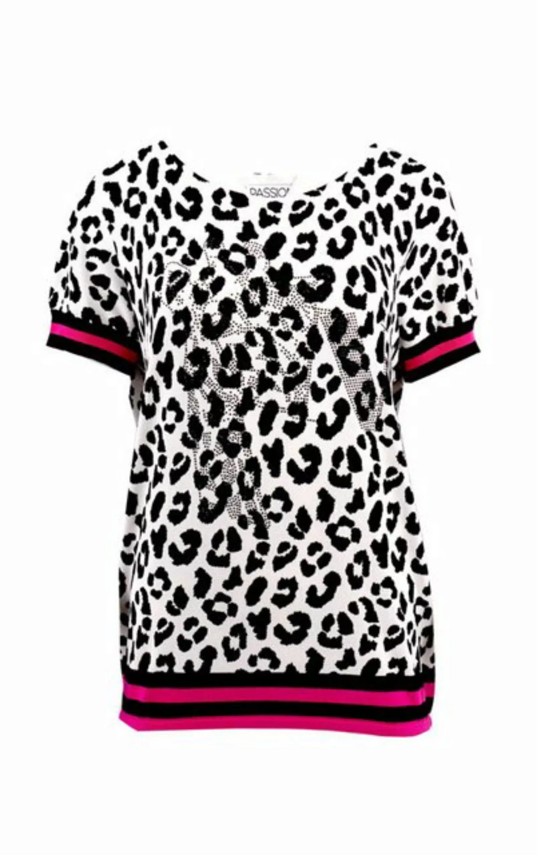 Passioni Print-Shirt Leoparden T-Shirt in Schwarz-Weiß mit Streifen und Gli günstig online kaufen