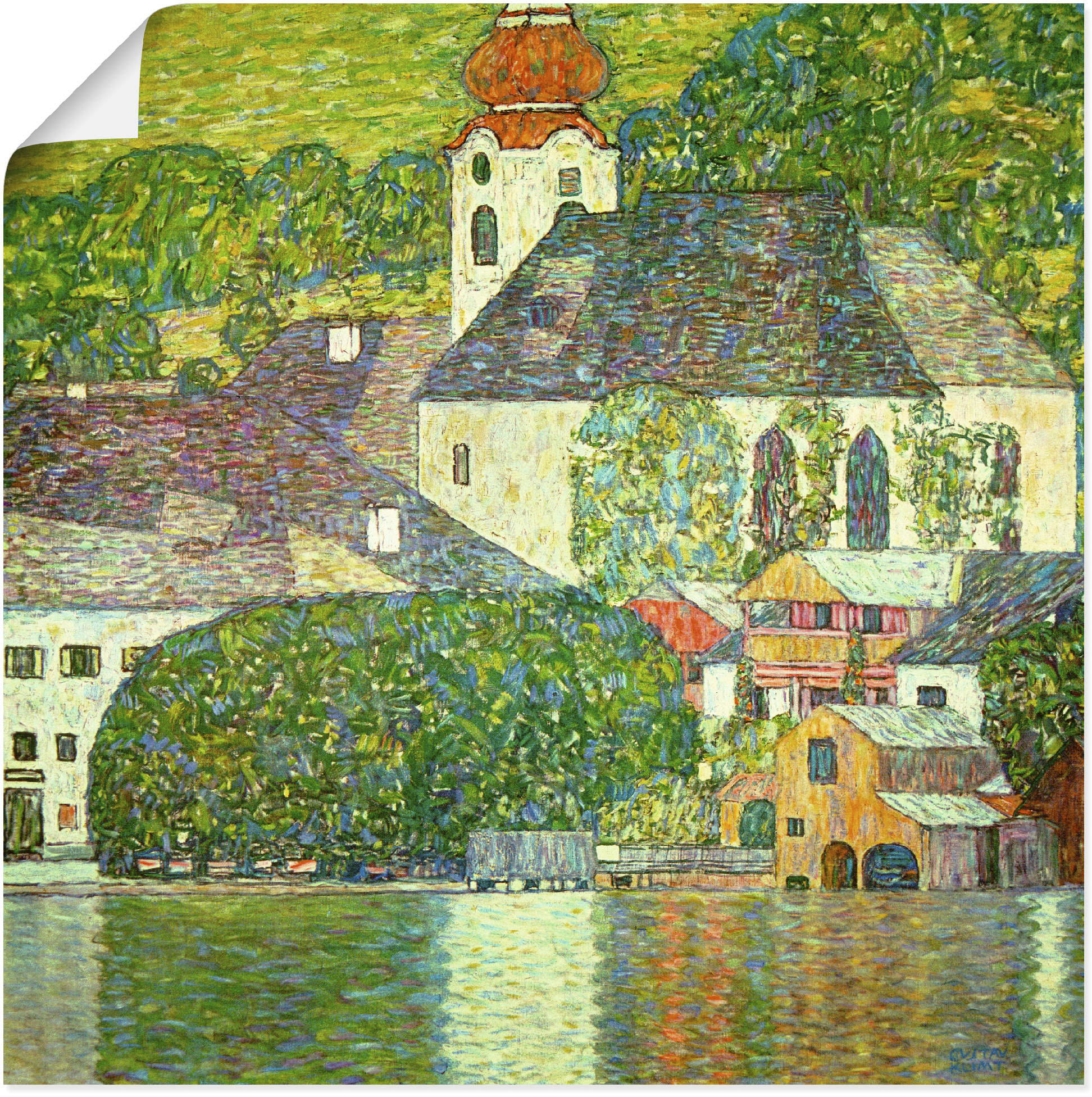 Artland Wandbild "Kirche in Unterach am Attersee. (D.198)", Gebäude, (1 St. günstig online kaufen