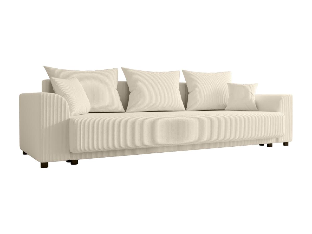 Sofa mit Schlaffunktion 3-Sitzer - Cord - Beige - NESSARO günstig online kaufen