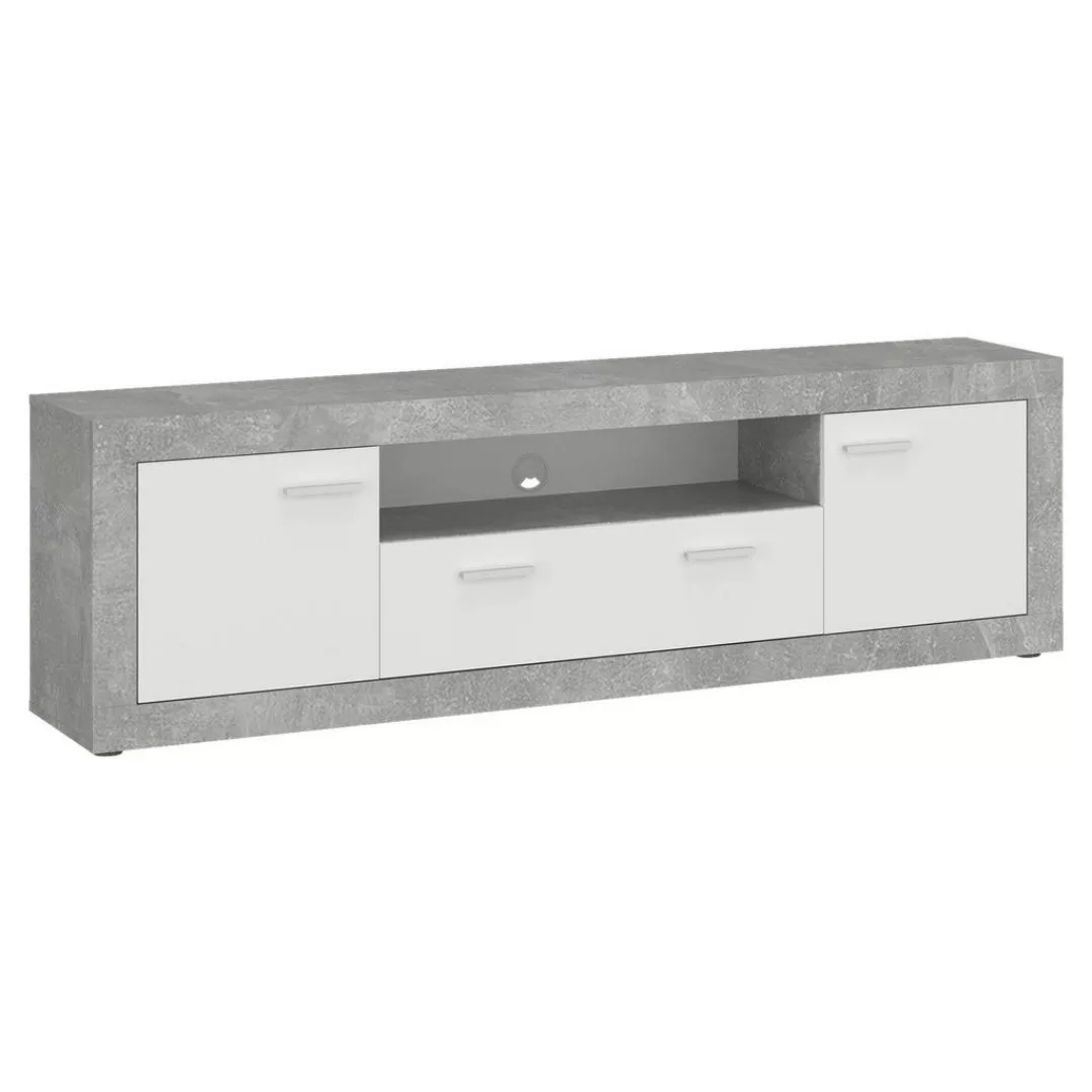 TV-Lowboard Focus Beton Optik weiß glänzend B/H/T: ca. 173,8x54x39 cm günstig online kaufen