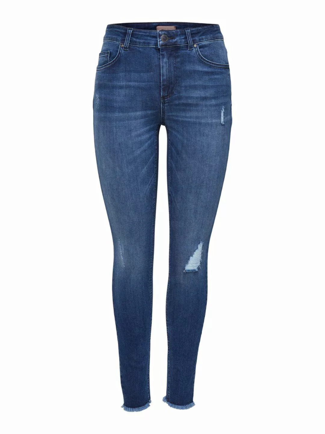 Only Damen Jeans onlBLUSH MID ANK RAW JEANS REA2077 - Skinny Fit - Blau - M günstig online kaufen