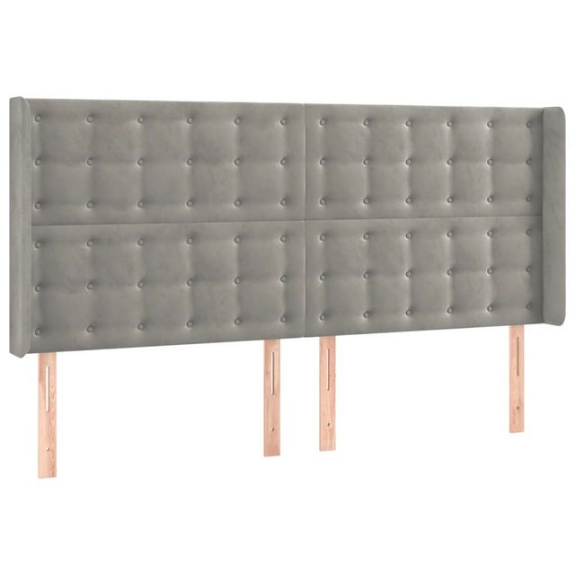 vidaXL Bett, Kopfteil mit Ohren Hellgrau 203x16x118/128 cm Samt günstig online kaufen