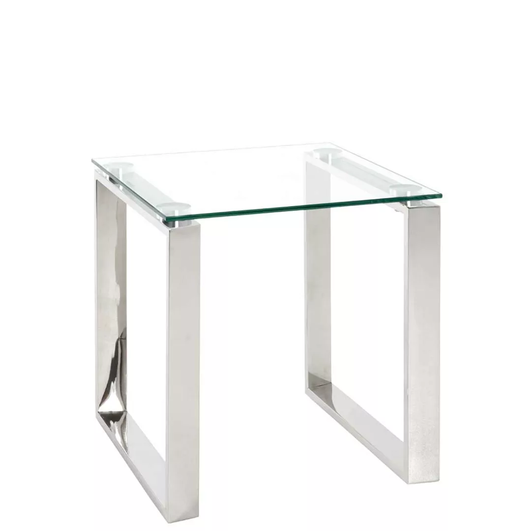 Beitisch aus Glas und Edelstahl Bügelgestell günstig online kaufen