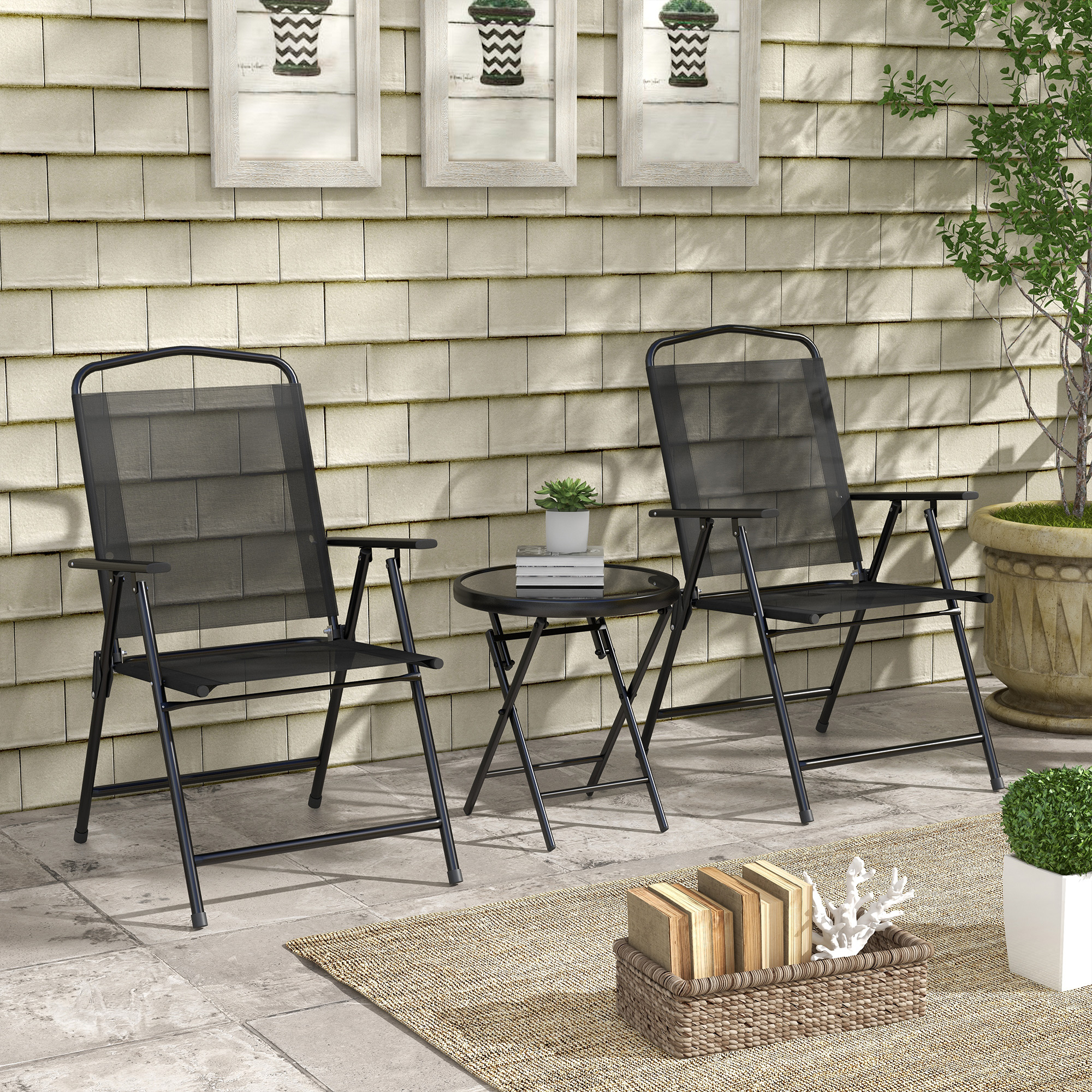Outsunny Gartenbistro-Set 3-teilig Gartenmöbel-Set 2 klappbare Stühle mit A günstig online kaufen
