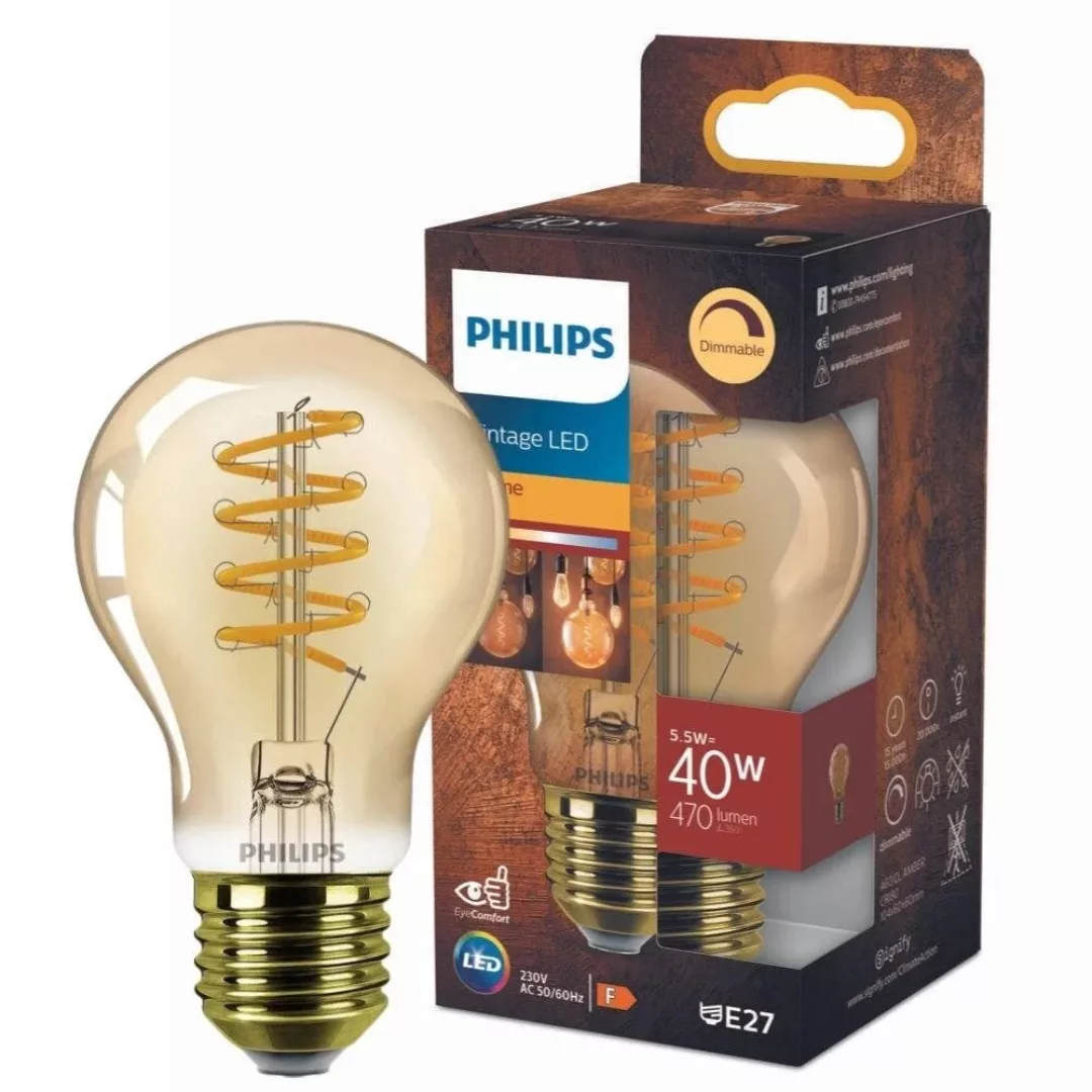 Philips LED Lampe E27 - Birne A60 5,5W 470lm 2200K ersetzt 40W Doppelpack günstig online kaufen