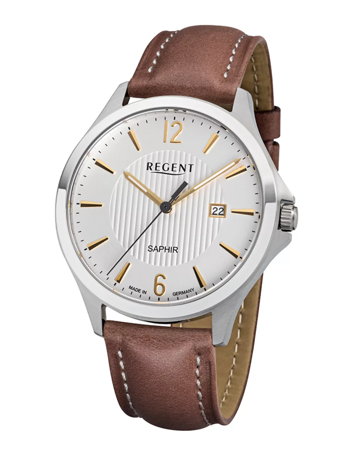 Regent Armbanduhr Edelstahl Lederband GM-1631 Herrenuhr günstig online kaufen