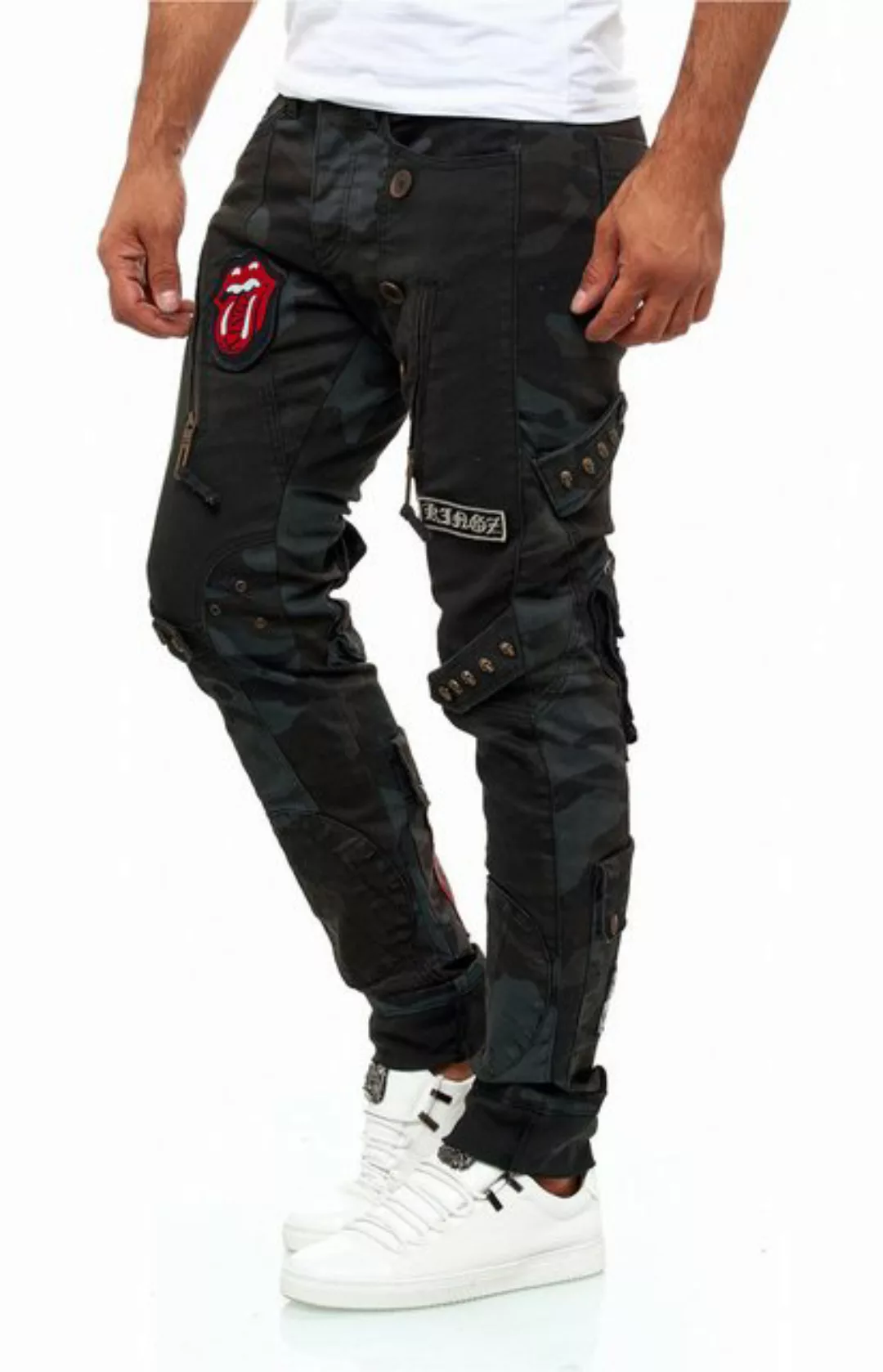 KINGZ Bequeme Jeans, im stylischen Military-Look günstig online kaufen