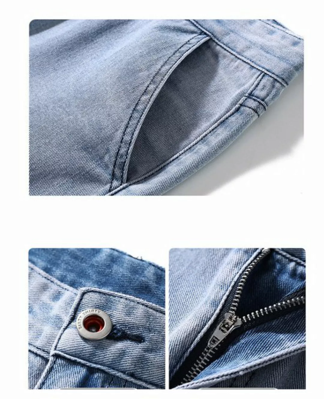 KIKI Dehnbund-Jeans Trendy High Street Loose Straight Long Jeans für Männer günstig online kaufen