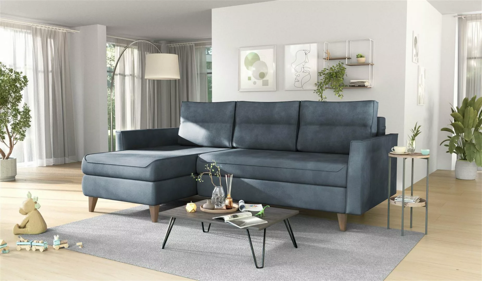 Hygger Möbelhaus Ecksofa Loki Sofa L Form Bettfunktion und Bettkasten, incl günstig online kaufen