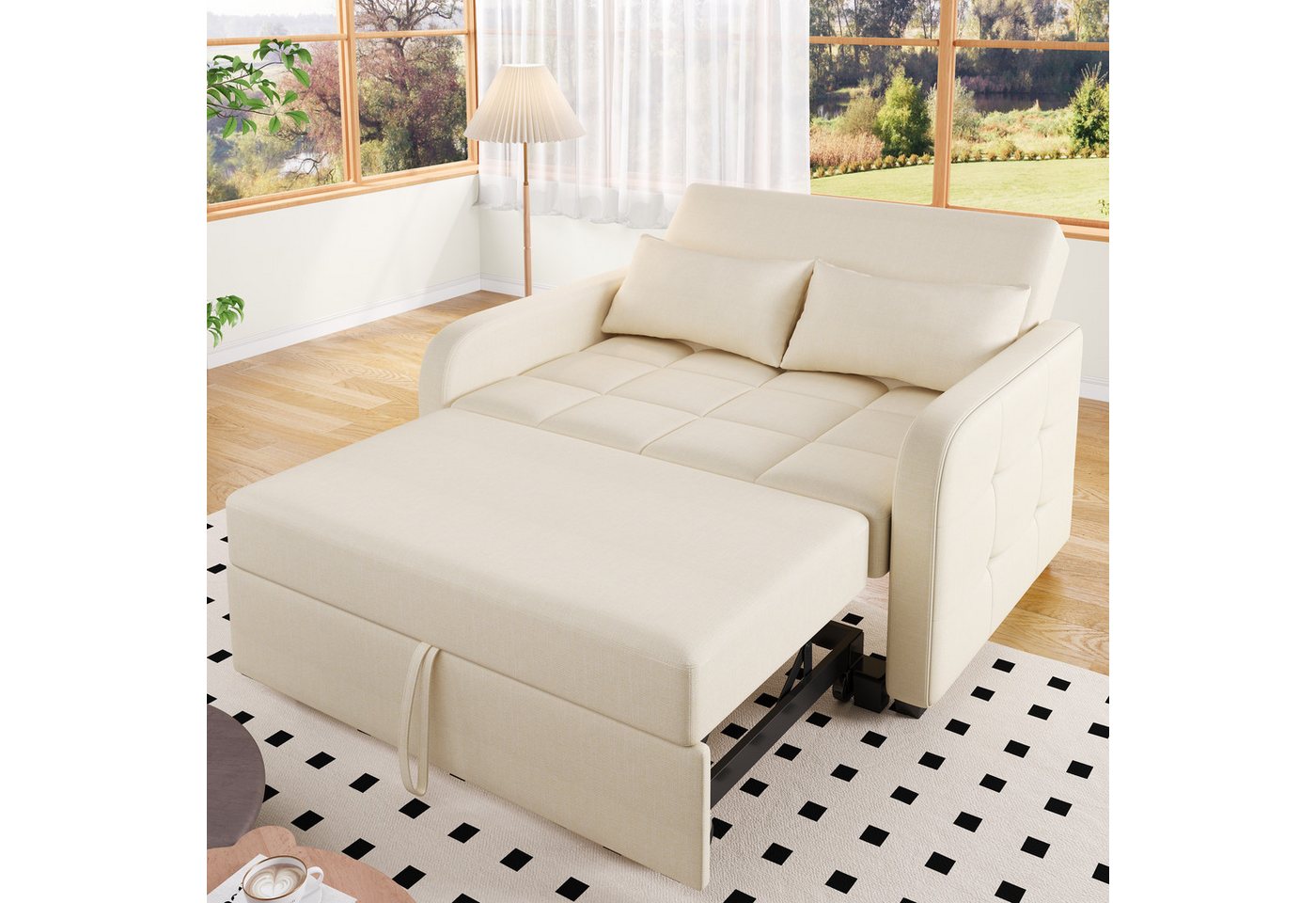 Merax Schlafsofa mit verstellbarer Rückenlehne & Kissen, 127x75x94 cm/127x1 günstig online kaufen