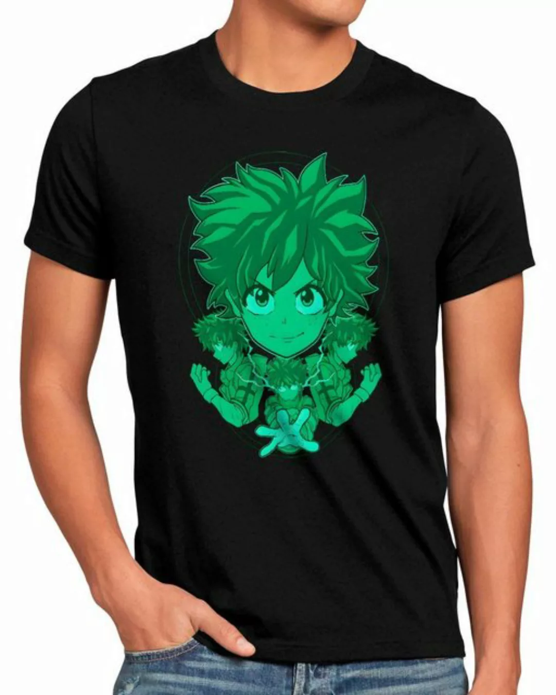 style3 Print-Shirt Herren T-Shirt Green Power anime manga my hero academia günstig online kaufen