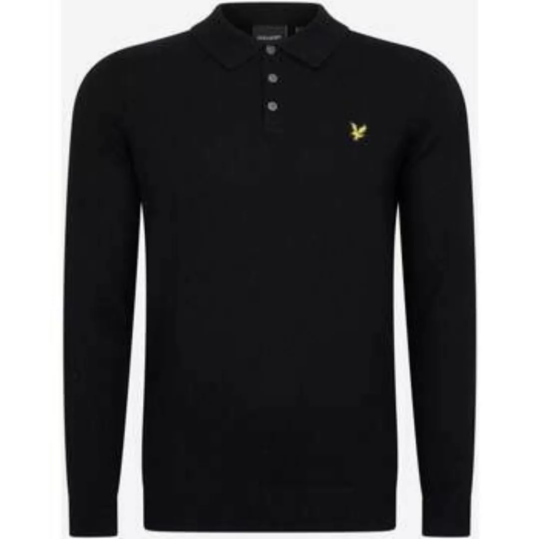 Lyle & Scott  Poloshirt Langarm-Strickpoloshirt – tiefschwarz günstig online kaufen