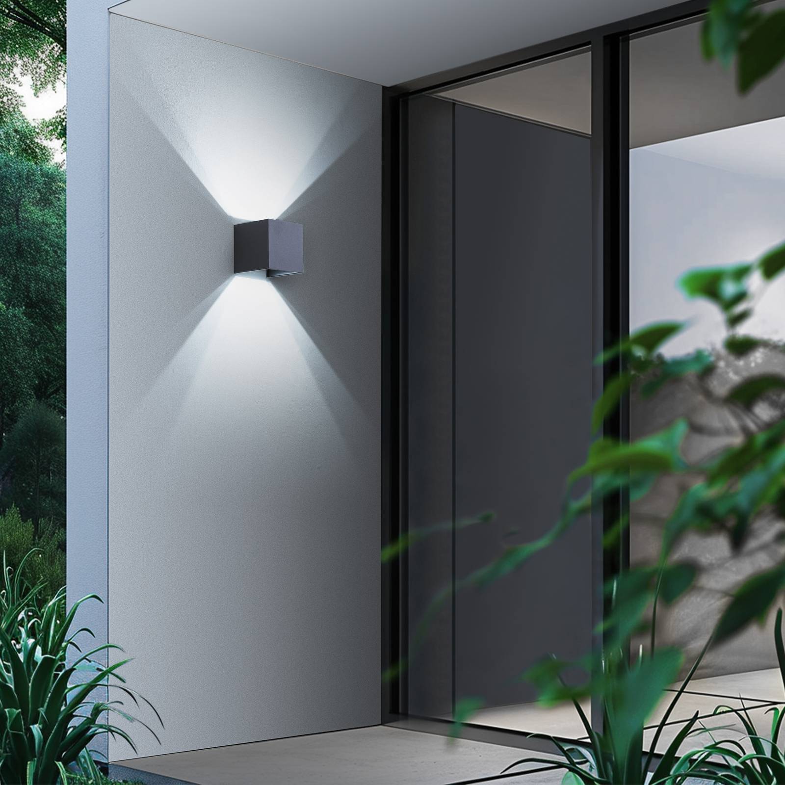 Lindby Smart LED-Außenwandlampe Dara grau eckig CCT RGB Tuya günstig online kaufen