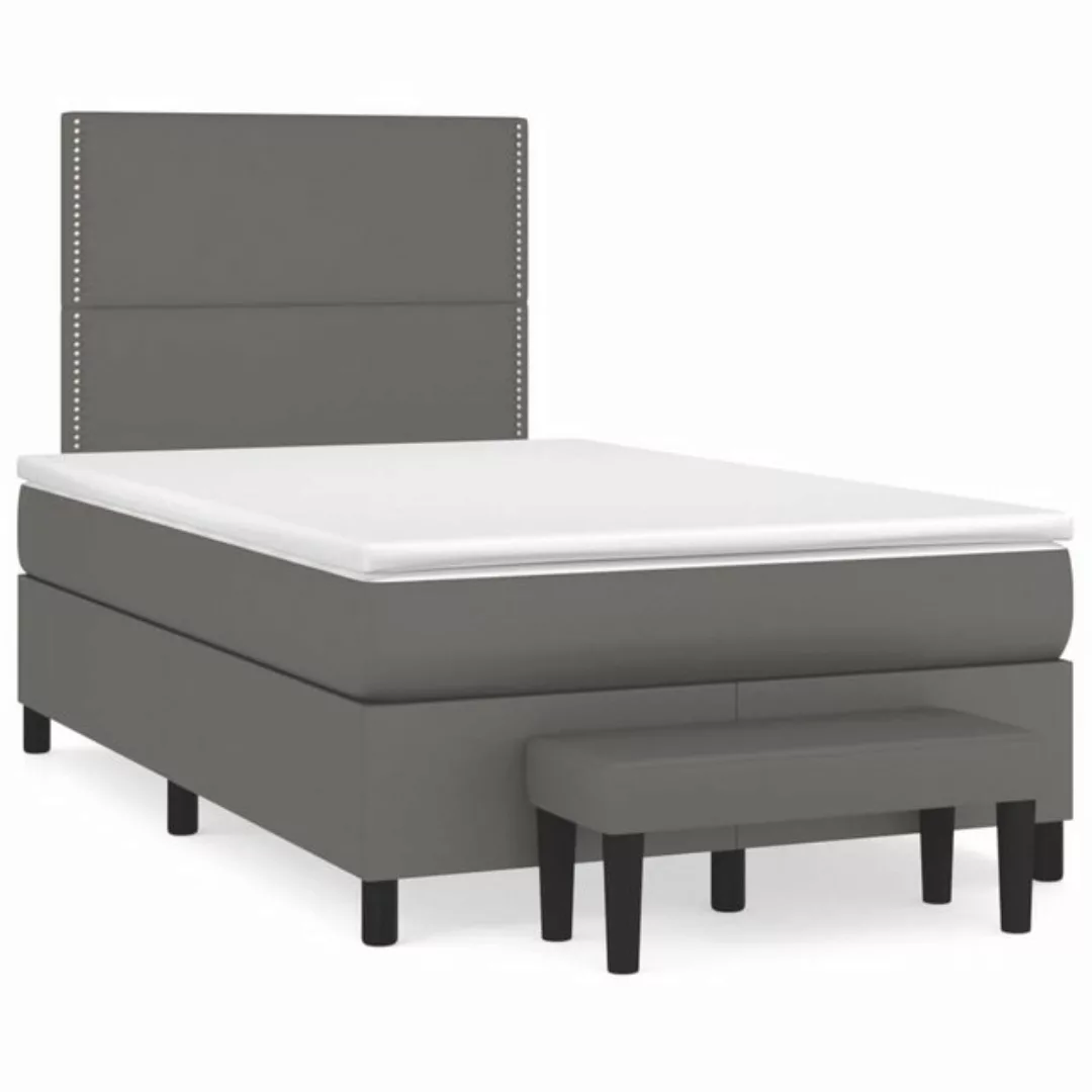 vidaXL Boxspringbett Boxspringbett mit Matratze und Fusshocker Kunstleder ( günstig online kaufen