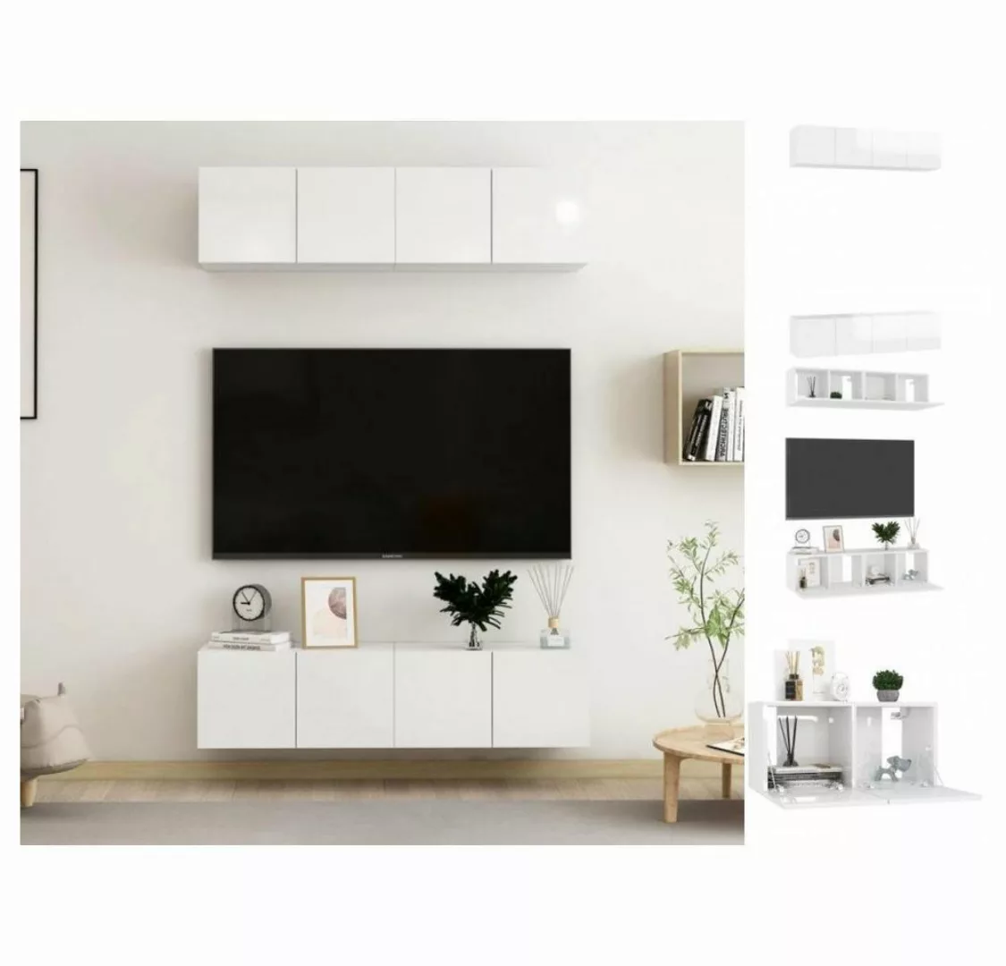 vidaXL TV-Schrank TV-Schränke 4 Stk Hochglanz-Weiß 60x30x30 cm Spanplatte L günstig online kaufen