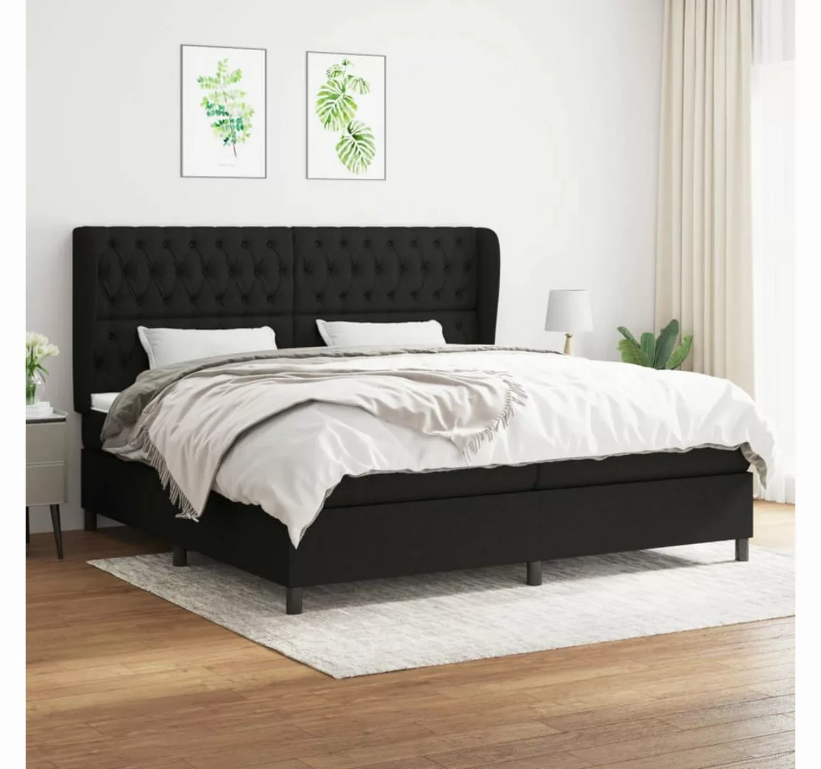 vidaXL Boxspringbett, Boxspringbett mit Matratze Schwarz 200x200 cm Stoff günstig online kaufen