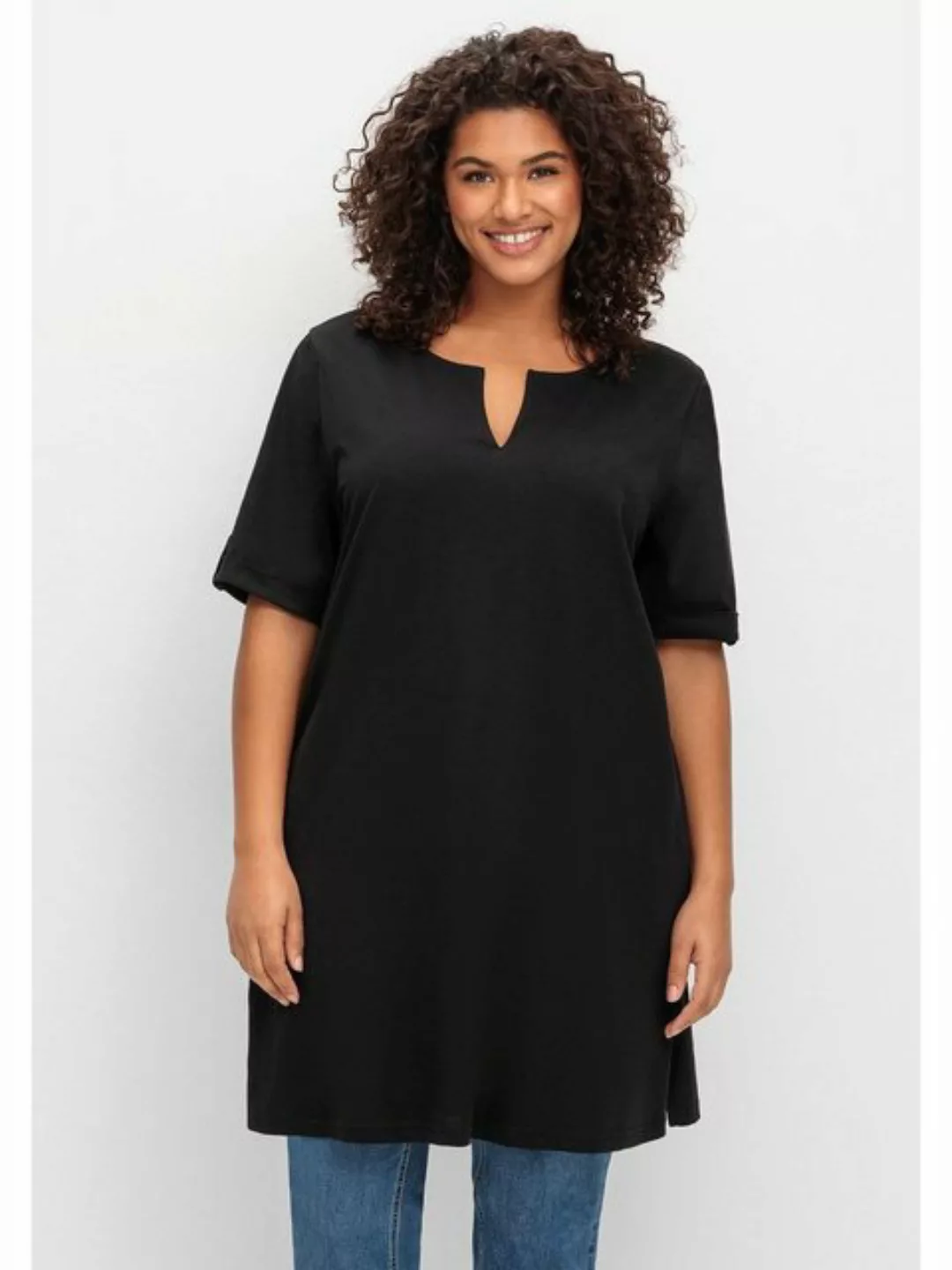Sheego Longshirt Große Größen mit geschlitztem Ausschnitt günstig online kaufen
