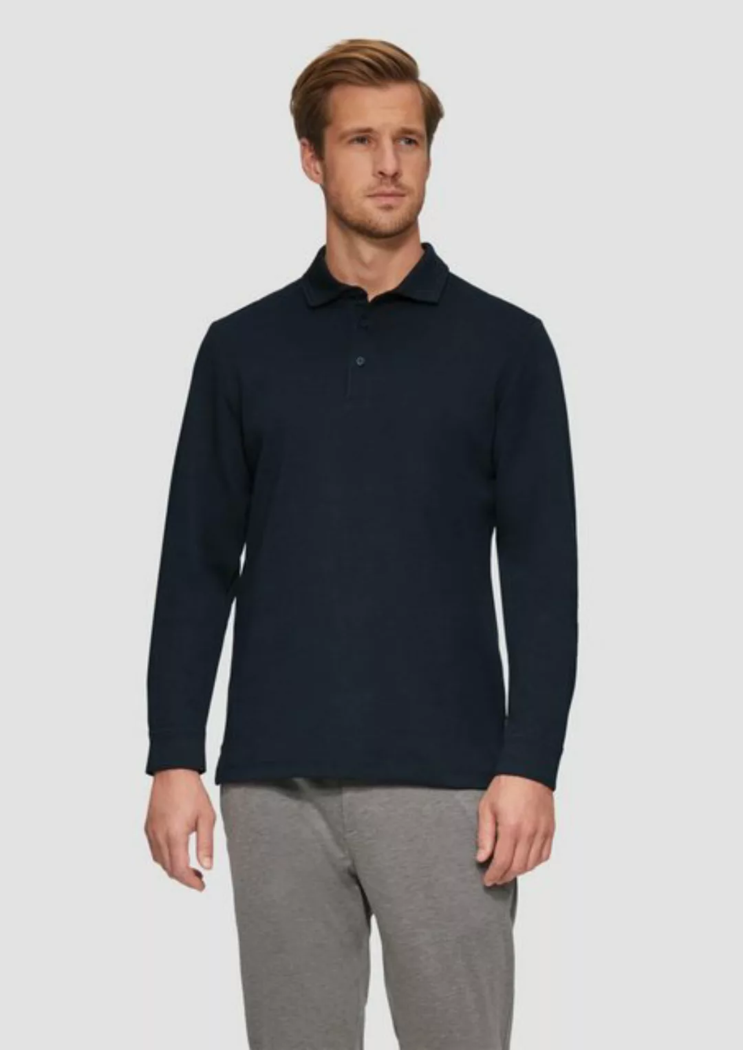 s.Oliver BLACK LABEL Langarmshirt Poloshirt im Slim Fit Label-Patch günstig online kaufen