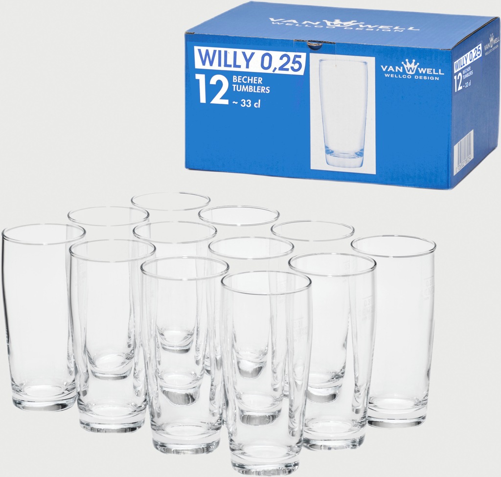 van Well Bierglas »Willybecher«, (Set, 12 tlg., 12 Willybecher 0,25l), 0,25 günstig online kaufen