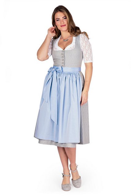 Hammerschmid Dirndl Midi Dirndl 2tlg. - PILLERSEE - helltaupe/himmelblau günstig online kaufen