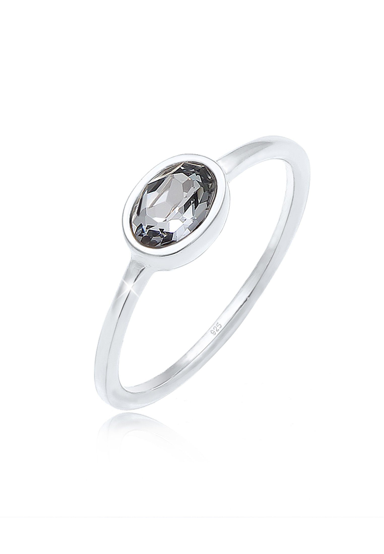 Elli Verlobungsring Oval Glas Kristalle Grau günstig online kaufen