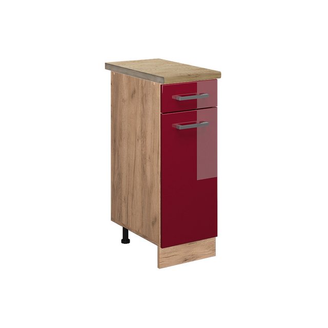 Vicco Unterschrank R-Line, Bordeaux Hochglanz/Goldkraft Eiche, 30 cm, AP Ei günstig online kaufen