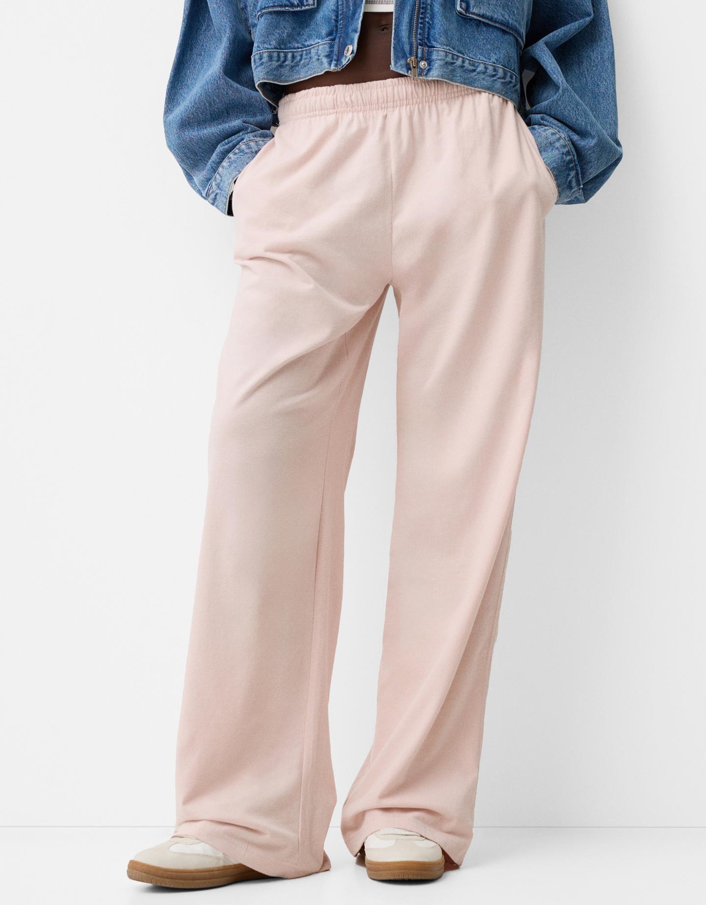 Bershka Straight-Fit-Hose Mit Gummizugbund Damen 10-12 Rosa günstig online kaufen