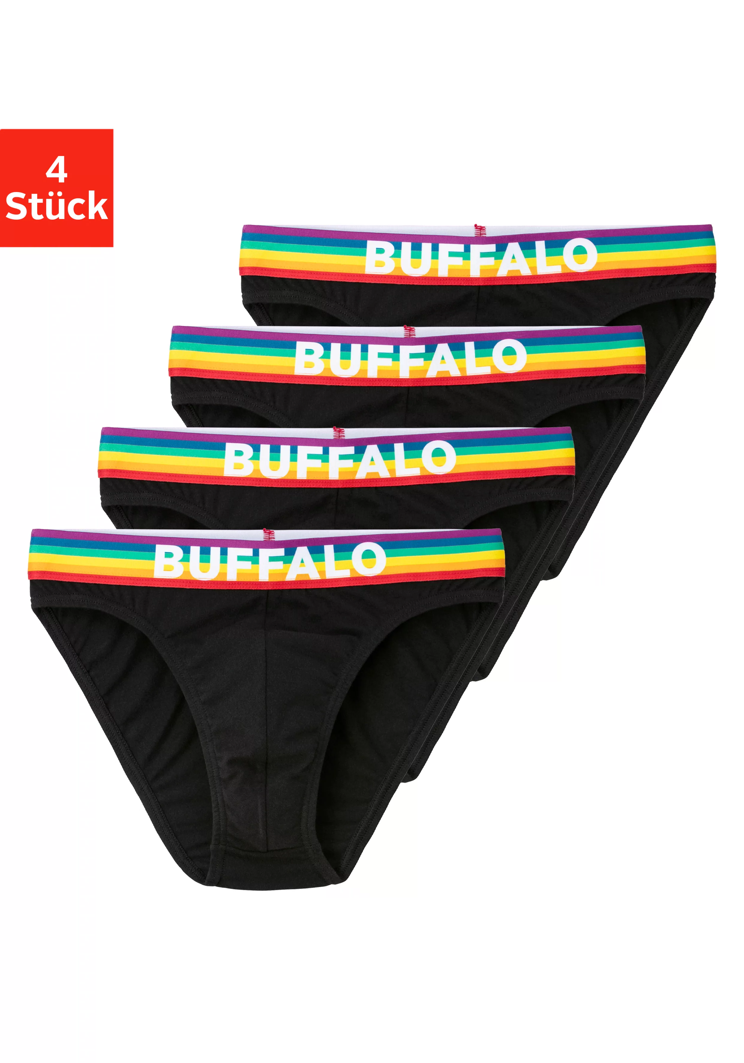 Buffalo Minislip "PRIDE", (Packung, 4 St.), mit Webbund in Regenbogenfarben günstig online kaufen