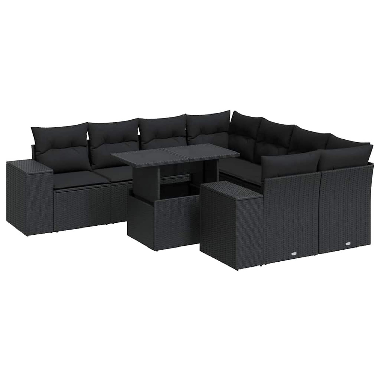 vidaXL 9-Tlg Garten-Sofagarnitur mit Kissen Schwarz Poly Rattan 3326766 günstig online kaufen
