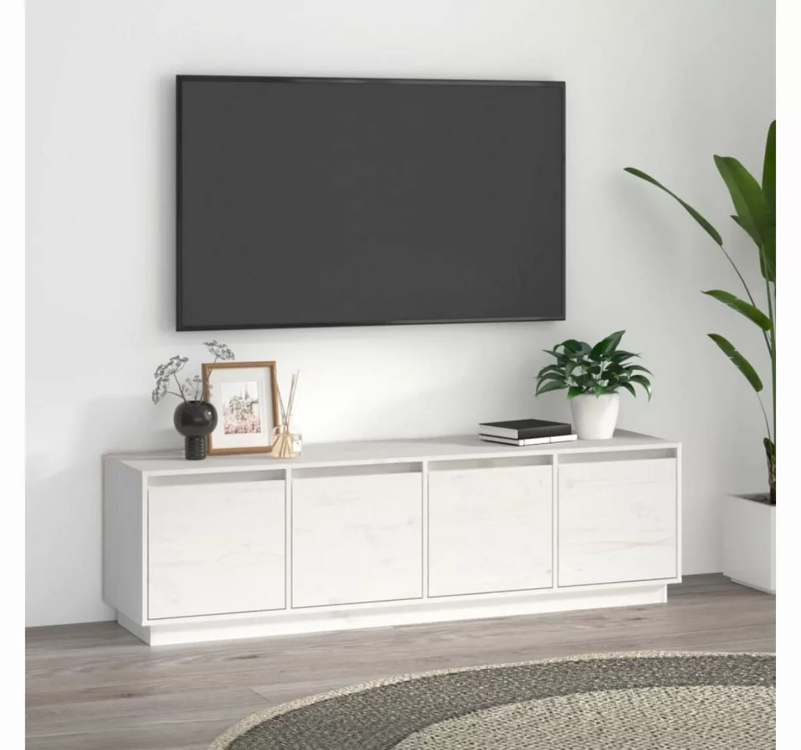 furnicato TV-Schrank Weiß 156x37x45 cm Massivholz Kiefer günstig online kaufen