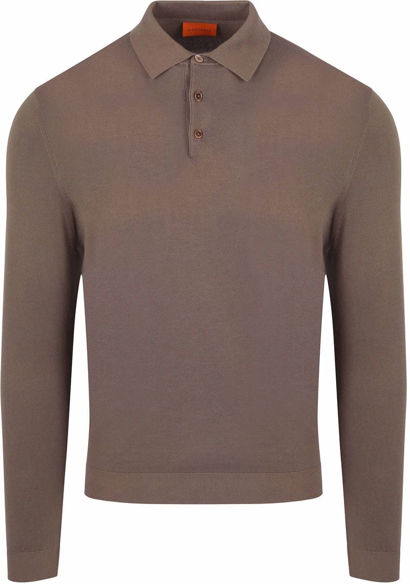 Suitable Compact Cotton Poloshirt Taupe - Größe M günstig online kaufen