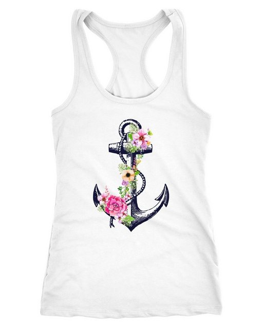 Neverless Tanktop Damen Tank-Top Blumen Anker Flower Anchor Watercolor Race günstig online kaufen