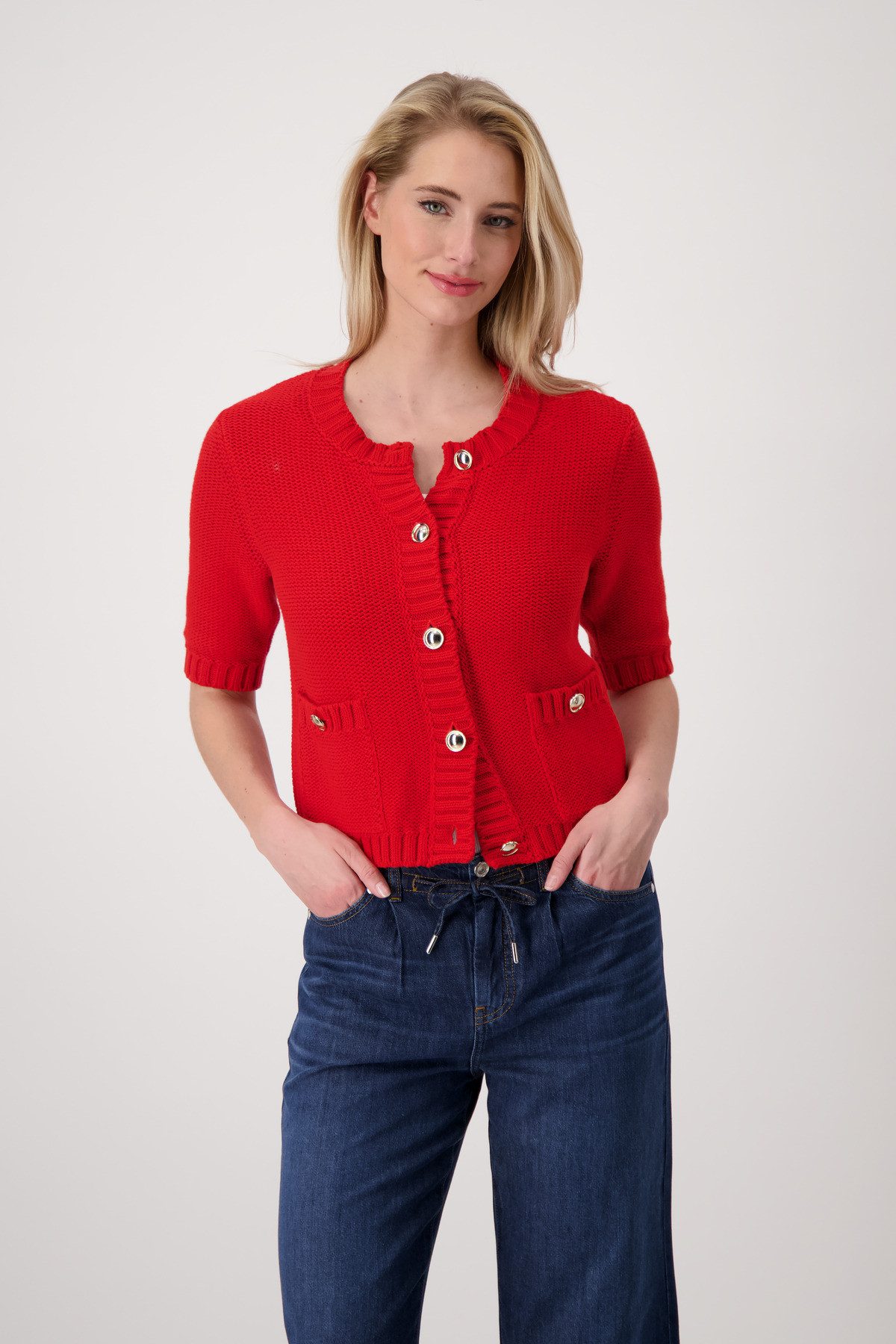 Monari Strickjacke mit kurzen Ärmeln günstig online kaufen