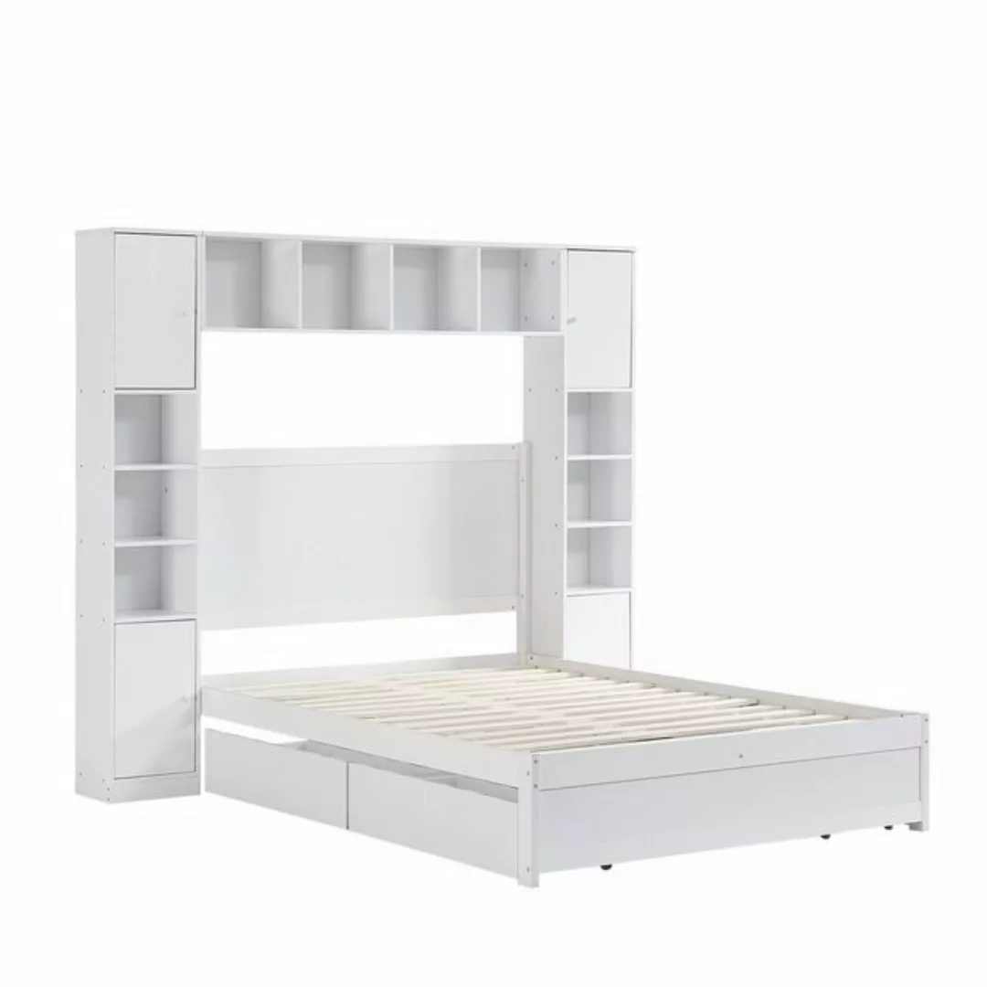 OKWISH Stauraumbett Kinderbett Doppelbett Holzbett Gästebett (hohes Bett mi günstig online kaufen