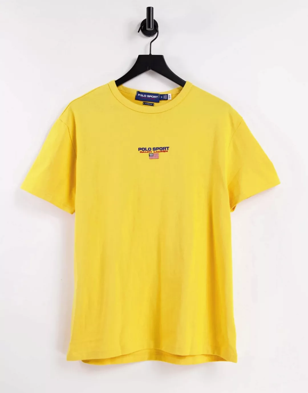 Polo Ralph Lauren – Sport Capsule – T-Shirt in Gelb mit mittigem Logo günstig online kaufen