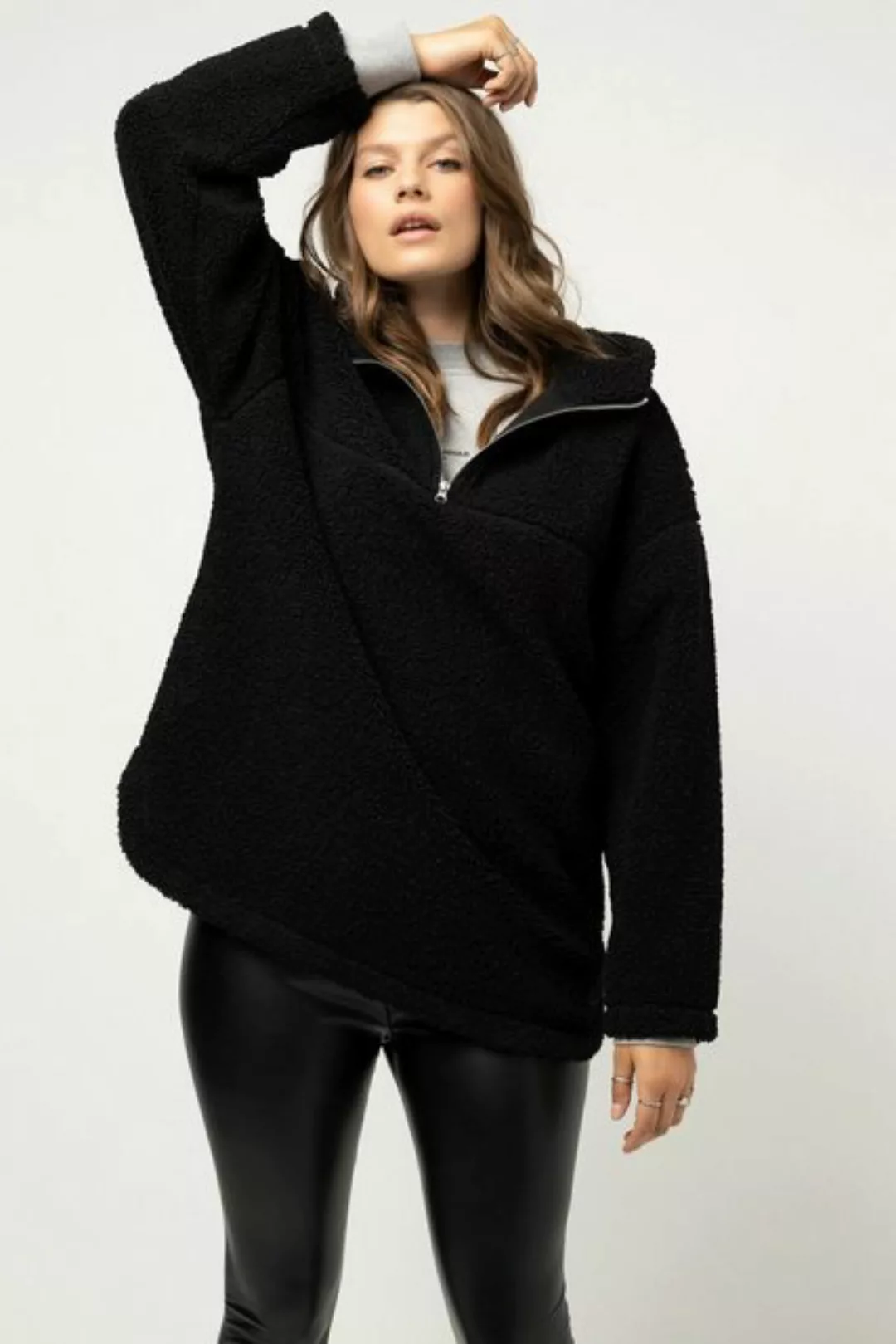 Studio Untold Sweatshirt Teddyfleece-Hoodie oversized Kapuze Langarm günstig online kaufen