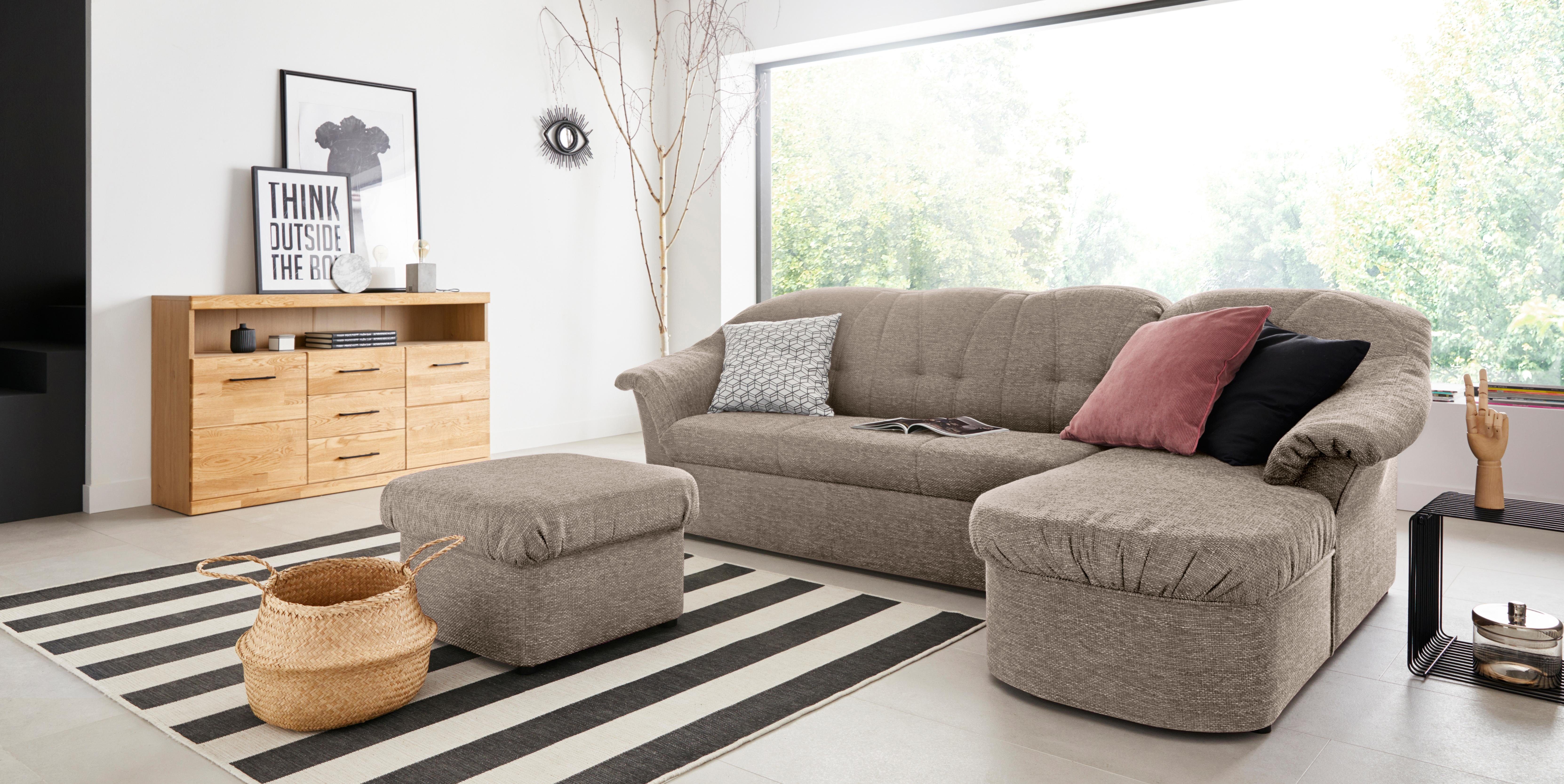 DOMO collection Ecksofa »Pegnitz, elegante Rückensteppung, kompakte Stellma günstig online kaufen