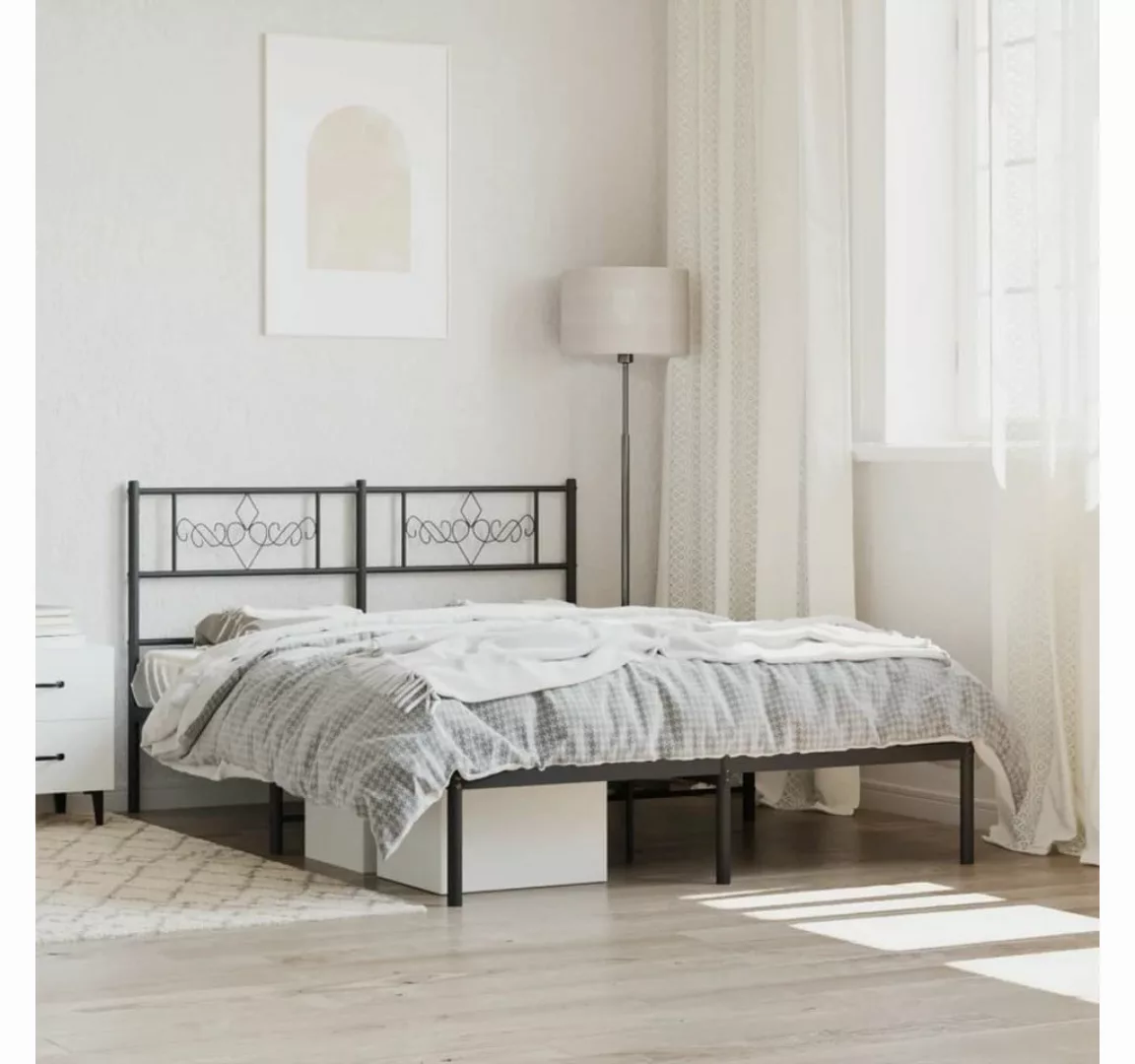 furnicato Bett Bettgestell mit Kopfteil Metall Schwarz 160x200 cm günstig online kaufen