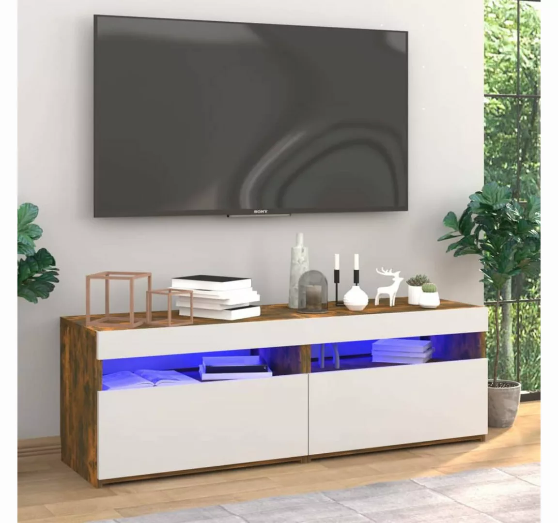 vidaXL TV-Schrank TV-Schränke 2 Stk mit LED Leuchten Räuchereiche 60x35x40 günstig online kaufen