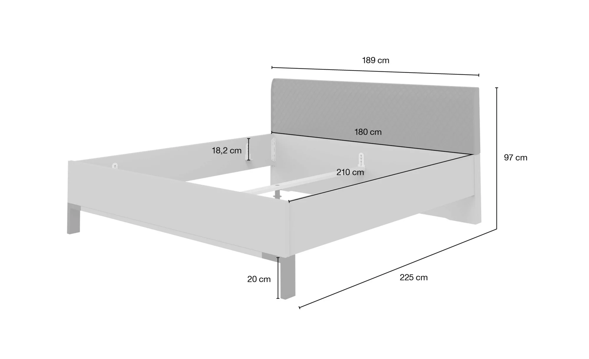 Bettgestell  Montreal ¦ grau ¦ Maße (cm): B: 189 H: 97 Betten > Komfortbett günstig online kaufen