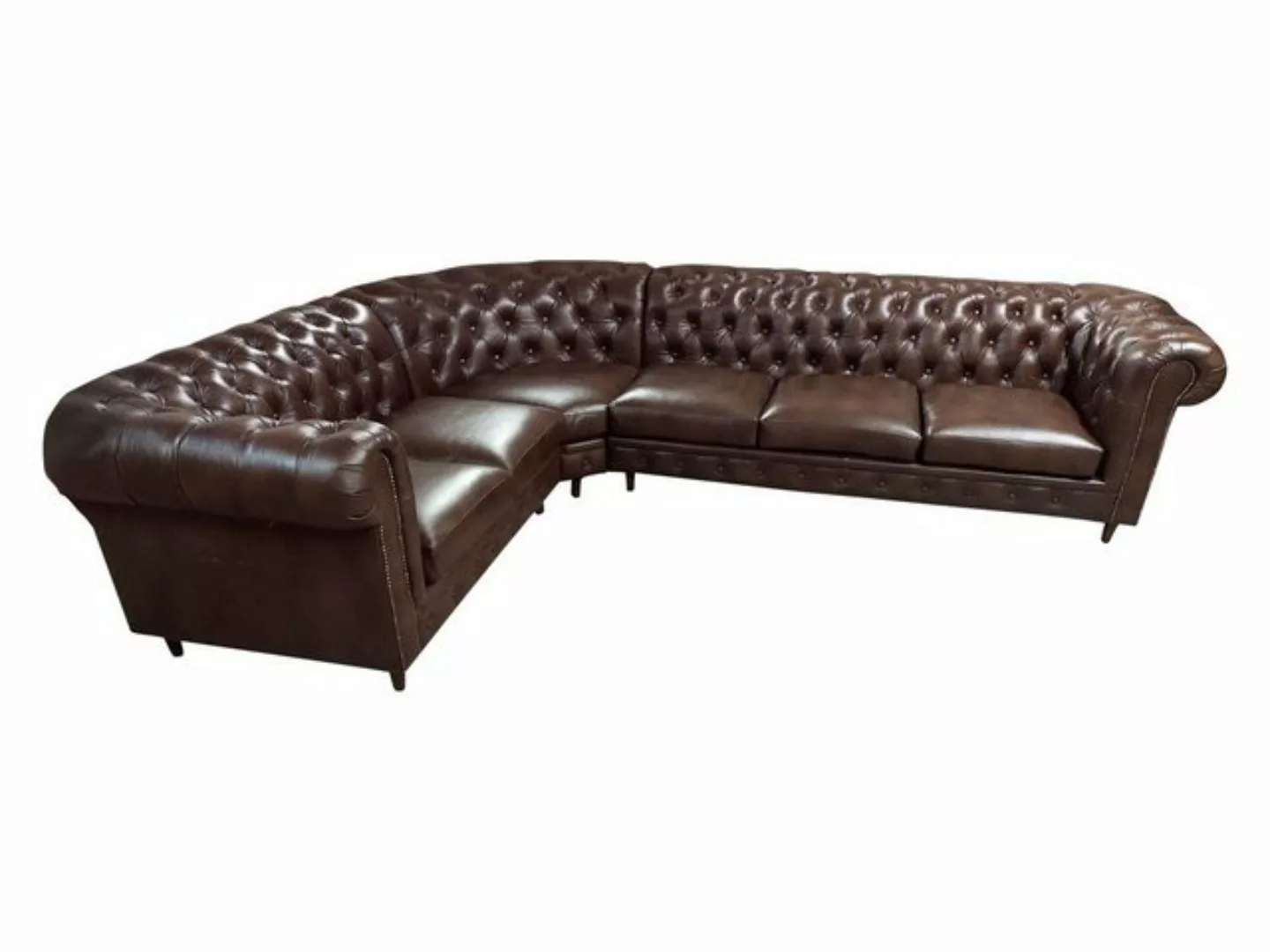 JVmoebel Ecksofa Braunes Chesterfield Ledersofa L-Form Couch Luxus Eckgarni günstig online kaufen