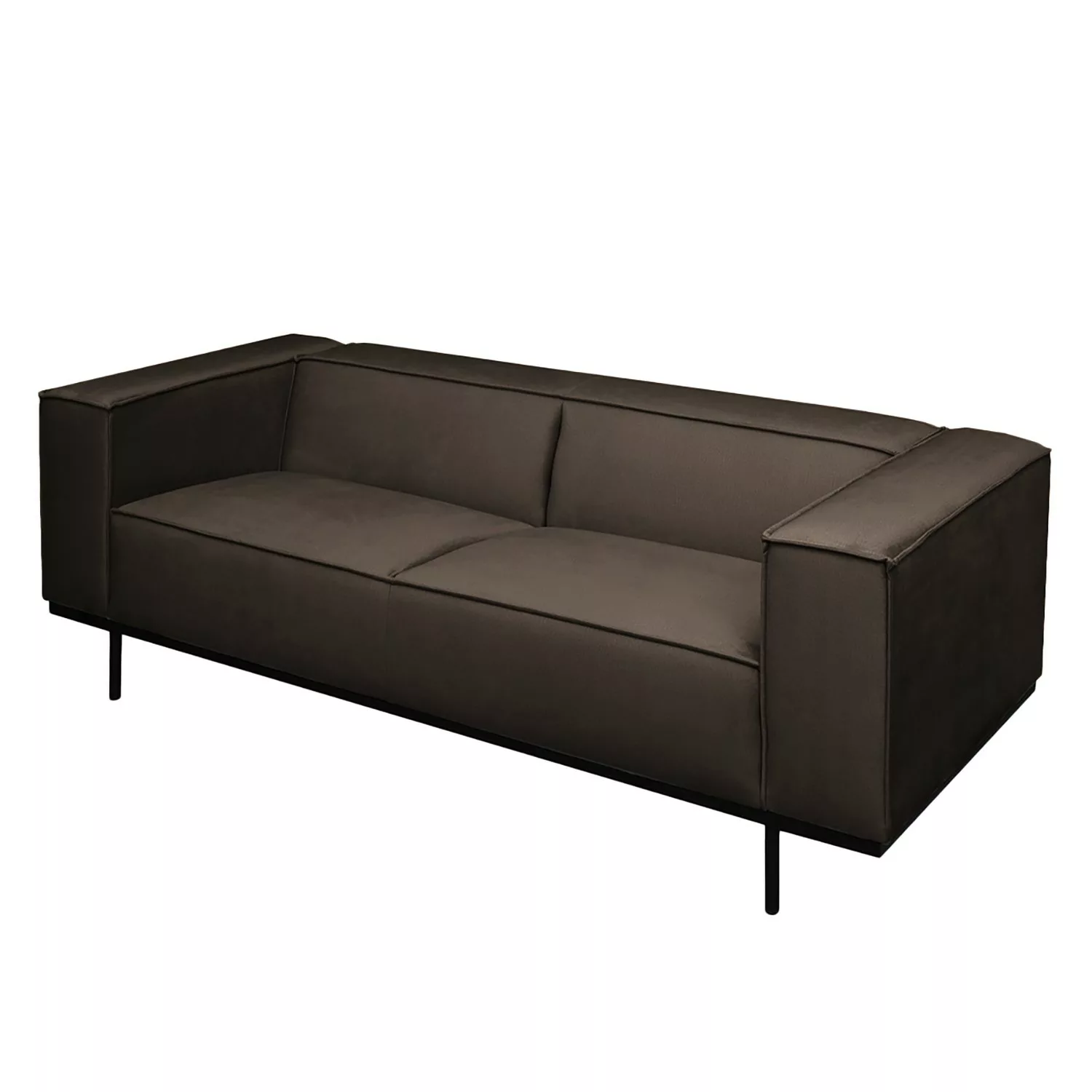 home24 ars manufacti Sofa Kups I 2,5-Sitzer Dunkelbraun Samt 210x70x95 cm günstig online kaufen