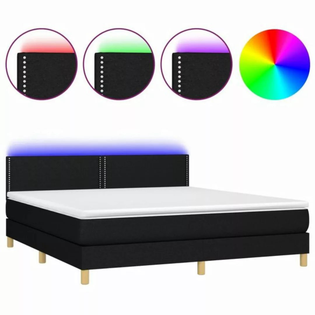 vidaXL Boxspringbett Boxspringbett mit Matratze LED Schwarz 160x200 cm Stof günstig online kaufen