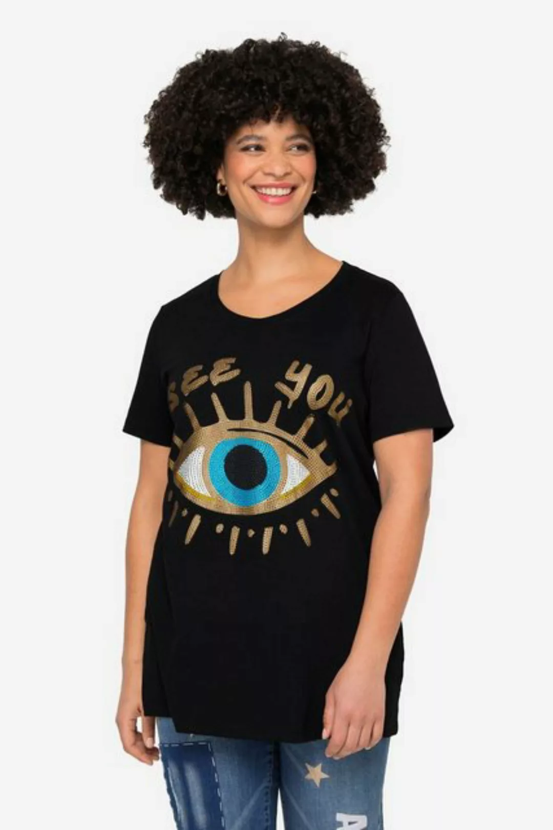Angel of Style Rundhalsshirt T-Shirt Classic Fit Augen-Motiv Rundhals Halba günstig online kaufen