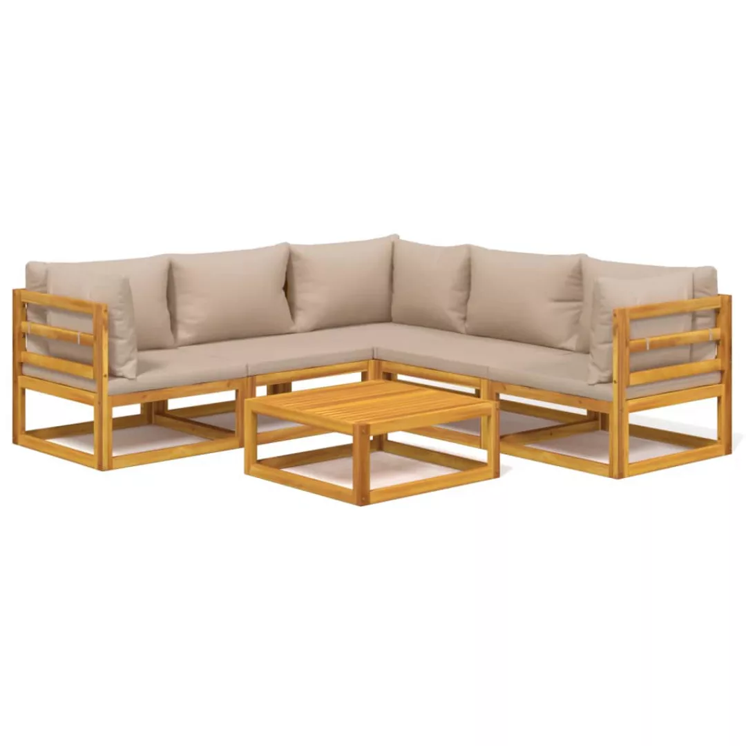 Vidaxl 6-tlg. Garten-lounge-set Mit Taupe Kissen Massivholz günstig online kaufen