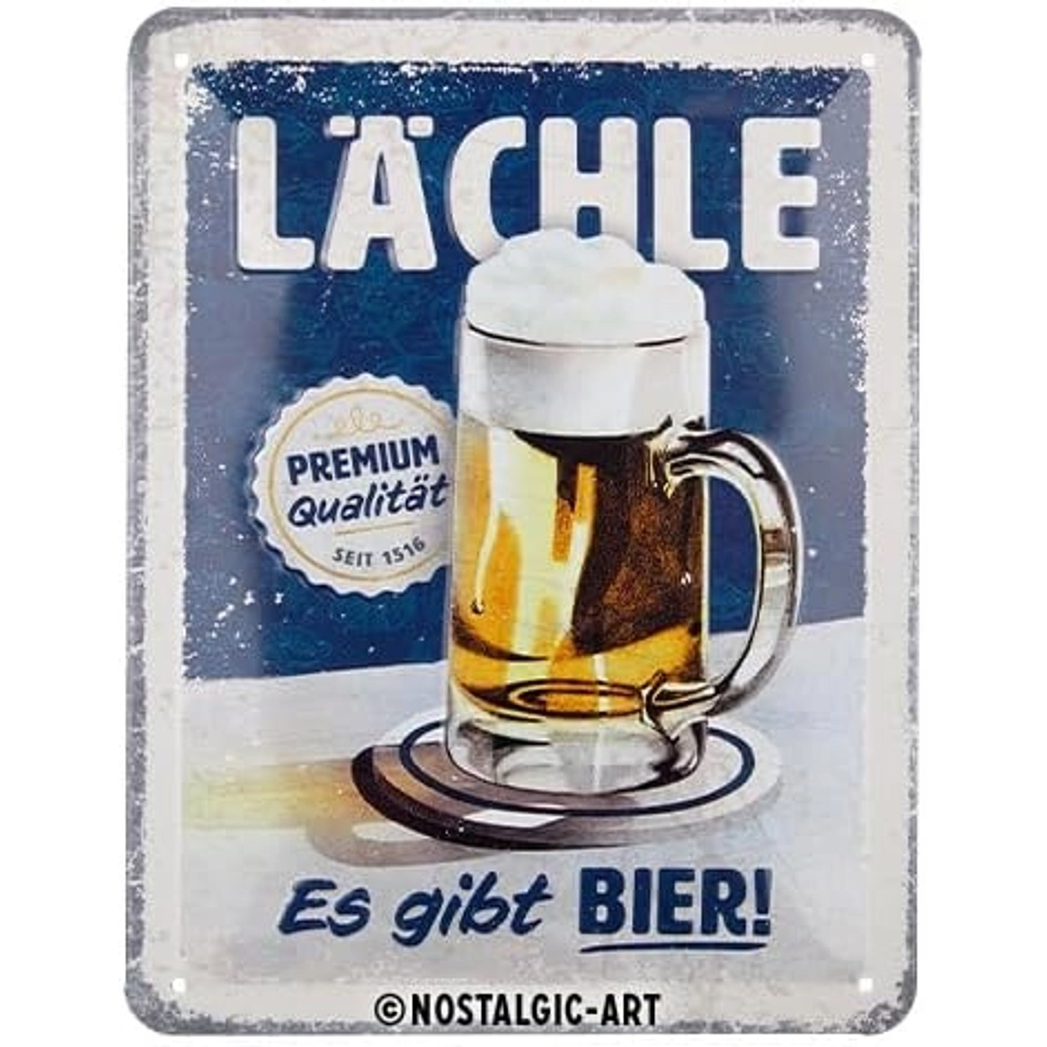 Nostalgic-Art Blechschild 15x20 cm - Lächle ... Es gibt Bier günstig online kaufen